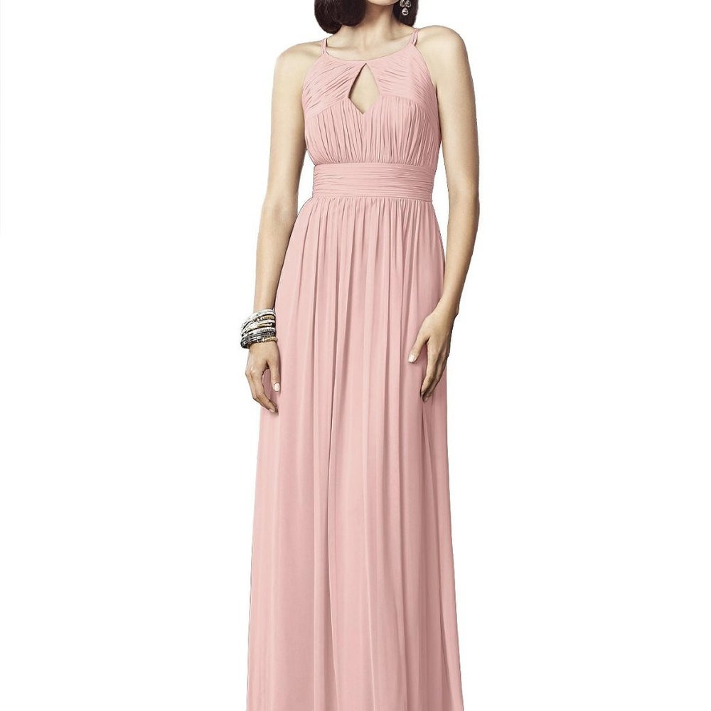 Dessy 2906...Full Length, Chiffon Halter Dress....Rose......Size 18....NWT
